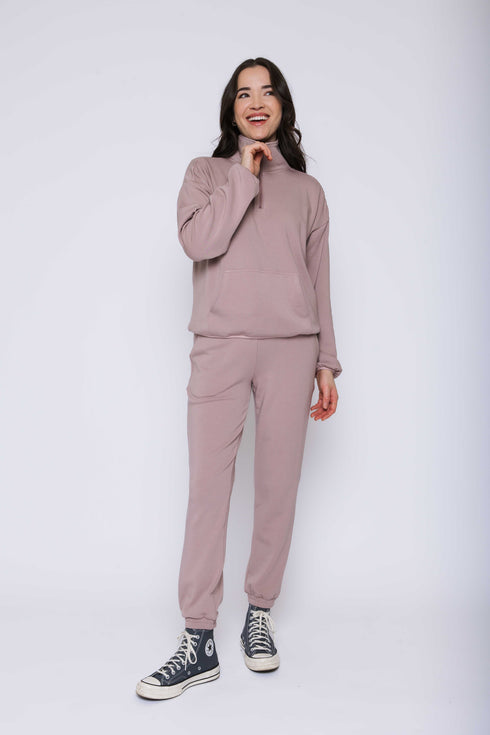 Everly-Luxe Fleece 1/2 Zip Mock neck